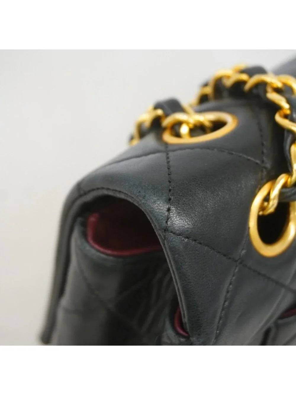 Chanel Shoulder Bag Quilted Lambskin Black Gold